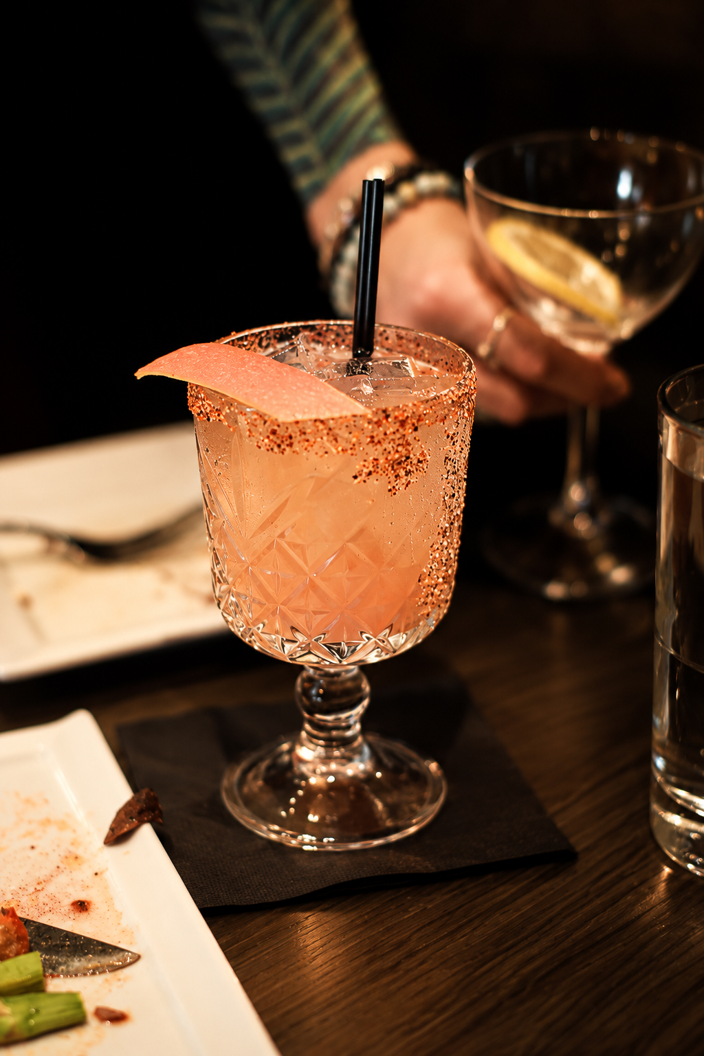 The peach: a peach cocktail with a sugared rim at Bar Bistro