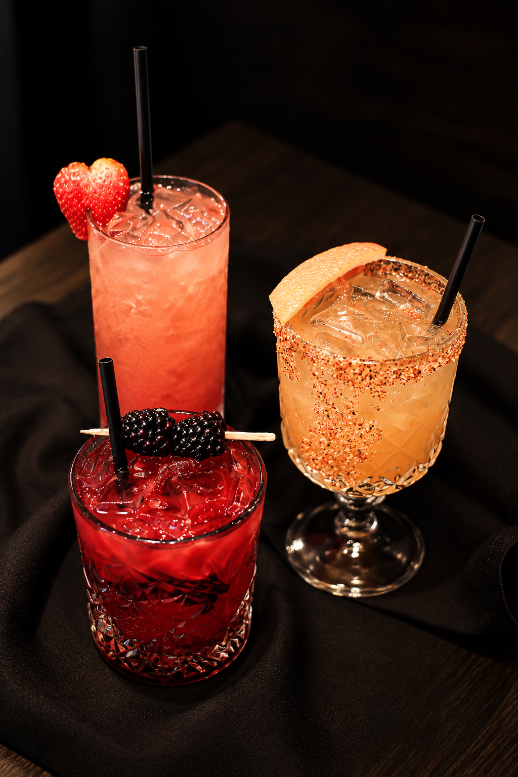 The trio: three cocktails with berries and citrus at Bar Bistro