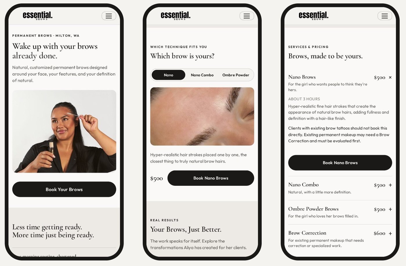 The same site on a phone