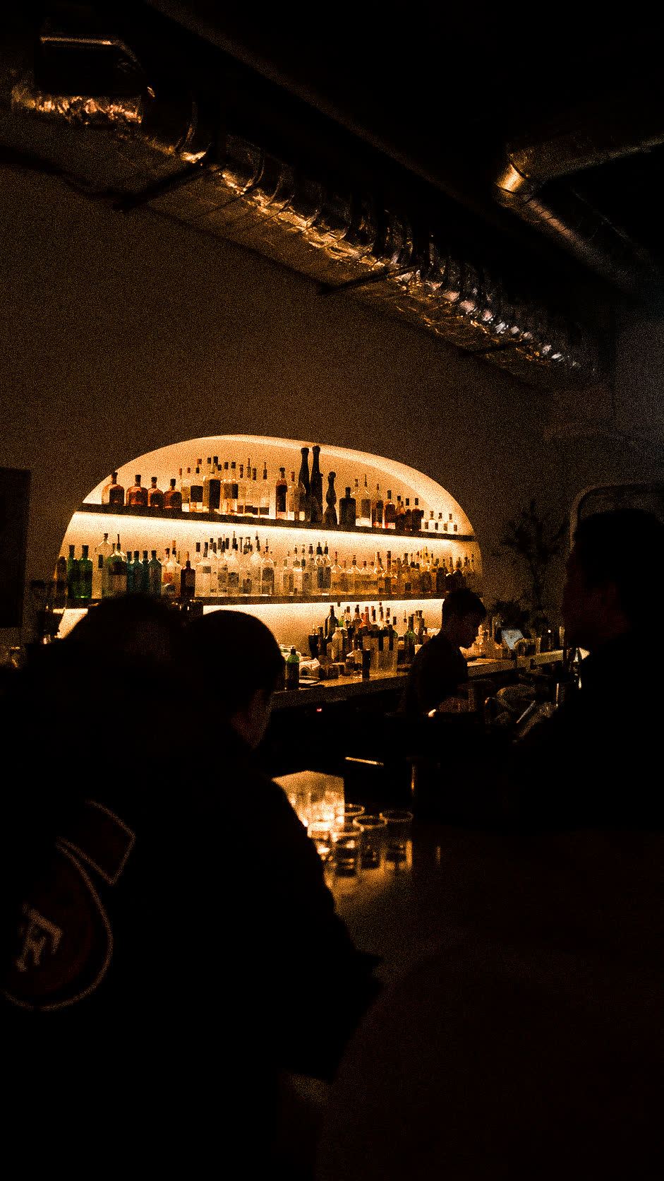 The bottles on the back bar at Public House